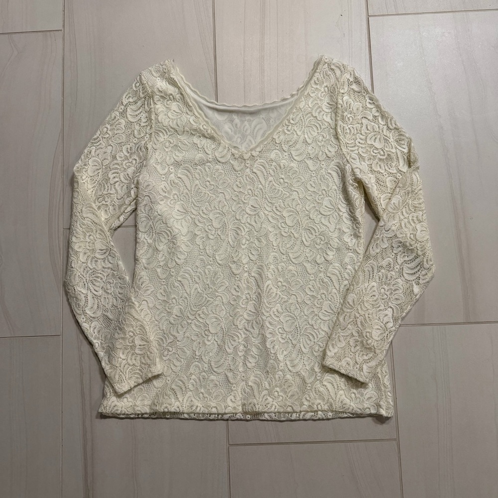 Elegant Cream Lace Women's Top